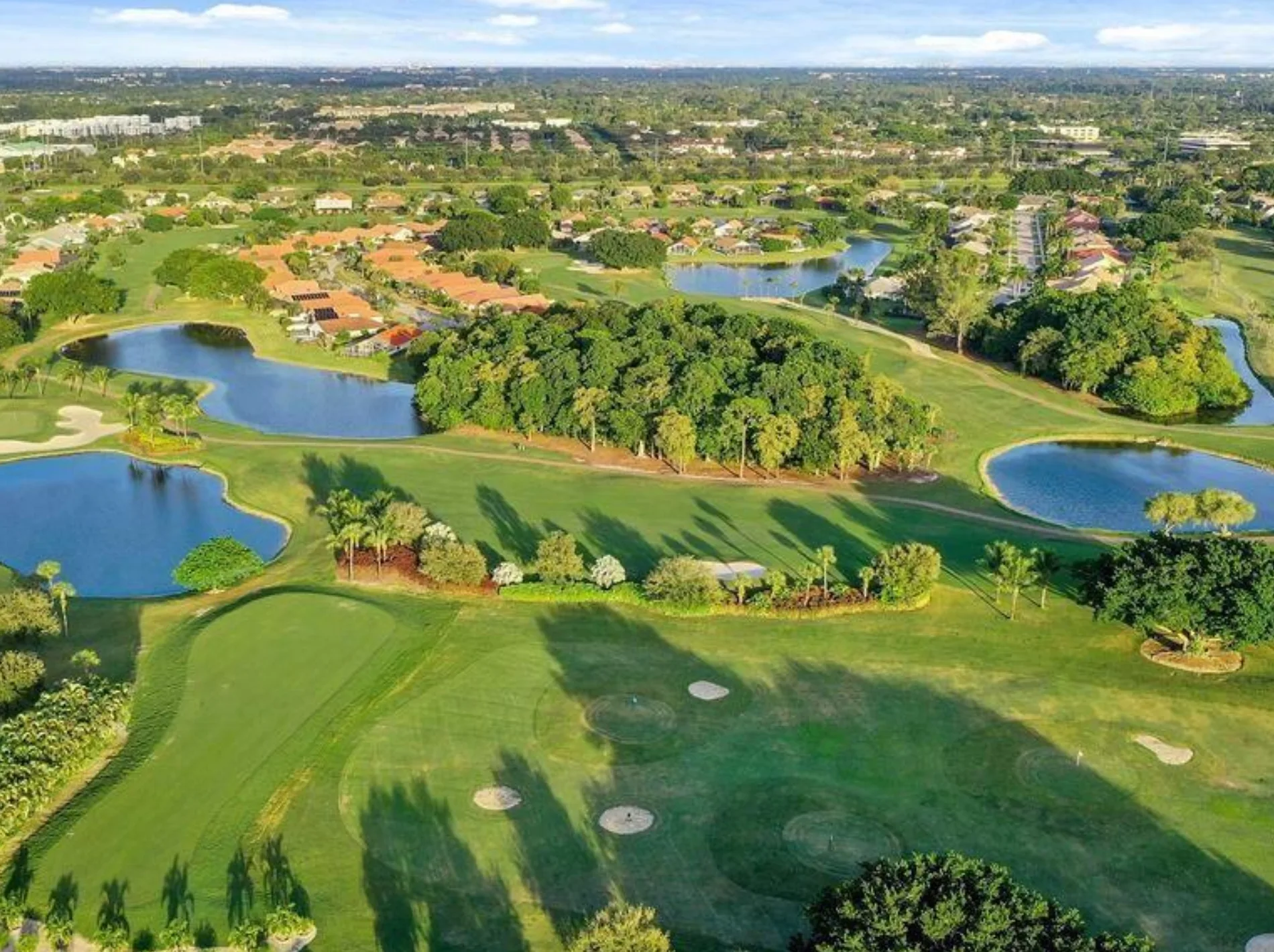 An aerial view of homes in Boca Woods Country Club